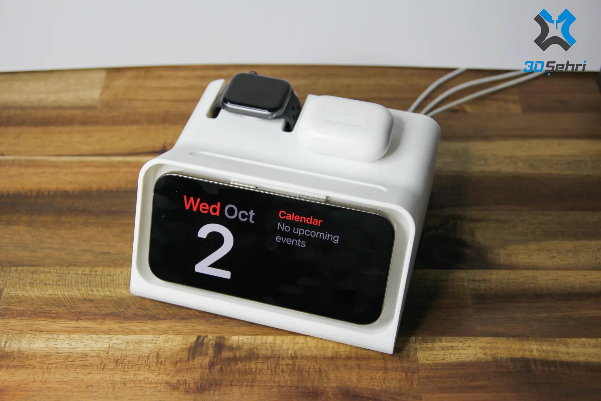 Iphone 16 Pro Max (MagSafe) Bekleme Modu Şarj + Apple Watch + Airpods 3’ü Bir Arada Stand